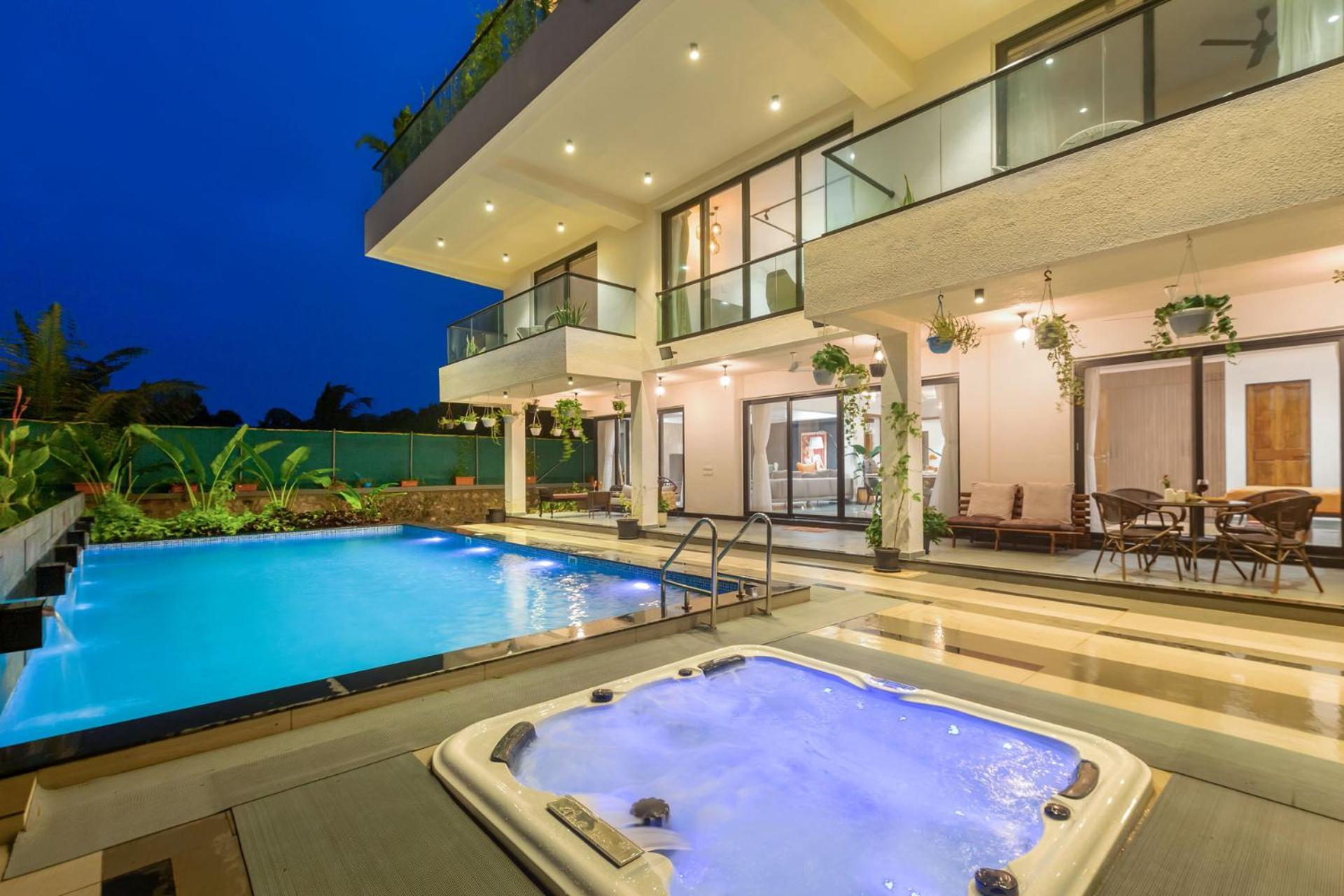 Villa Sereno By Stayvista - An Elegant And Entertaining Retreat Featuring A Swimming Pool, Outdoor Jacuzzi, Modern Interiors, And A Snooker Table Alībāg Esterno foto